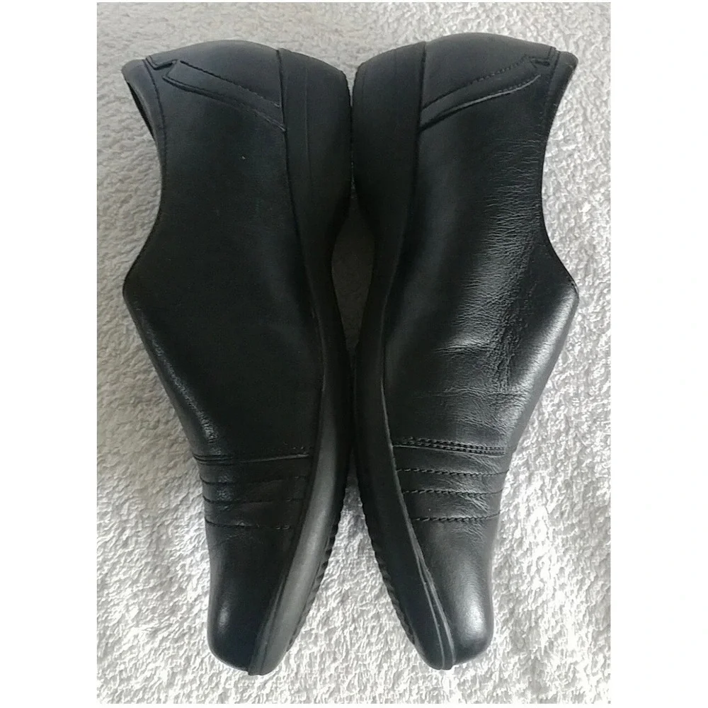 Dansko Black Leather Slip On Pleated Comfort Loafers 5500020200 Size 37